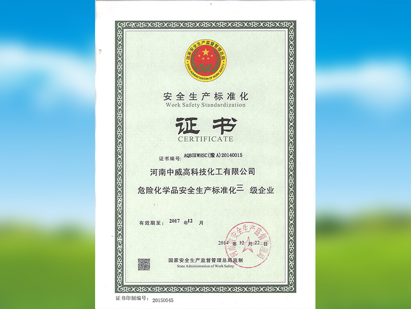 安全生產(chǎn)標(biāo)準(zhǔn)化三級企業(yè)